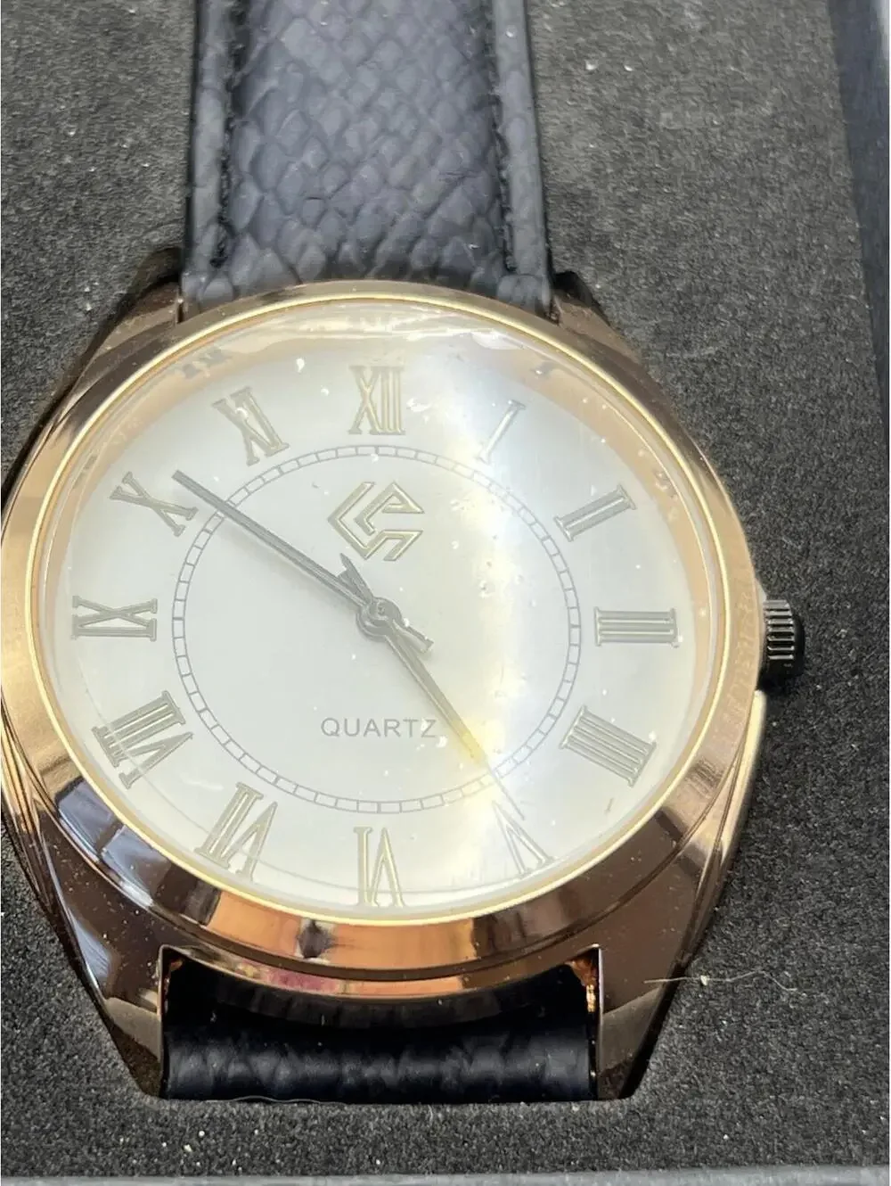Watch Women's or Unisex Rose Gold & White Tone Dial Black Band New in box